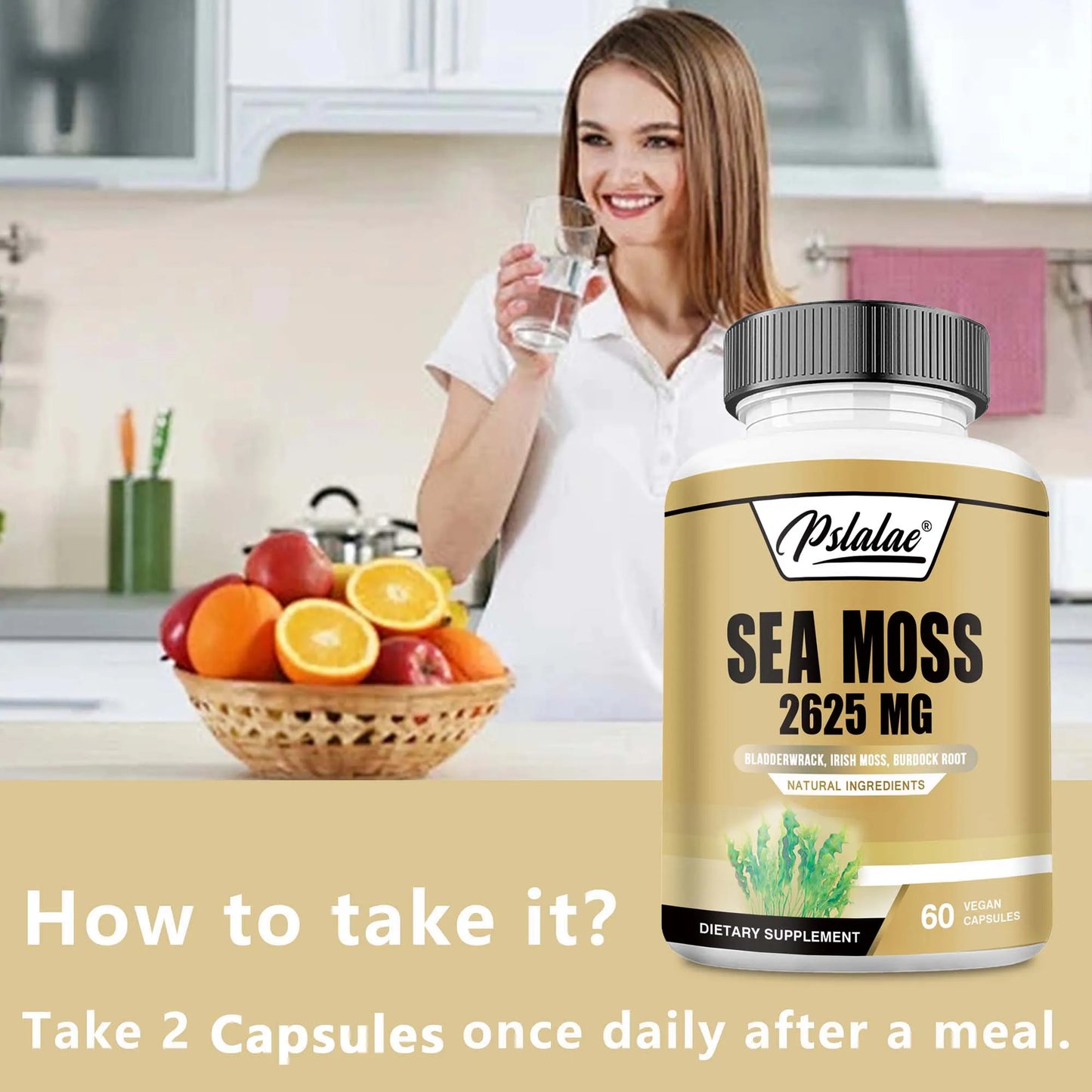 Sea Moss - Energy Nutrition for Men and Women, Supports Immunity, Muscle Mass Endurance, Increases Vitality - 60 Capsules