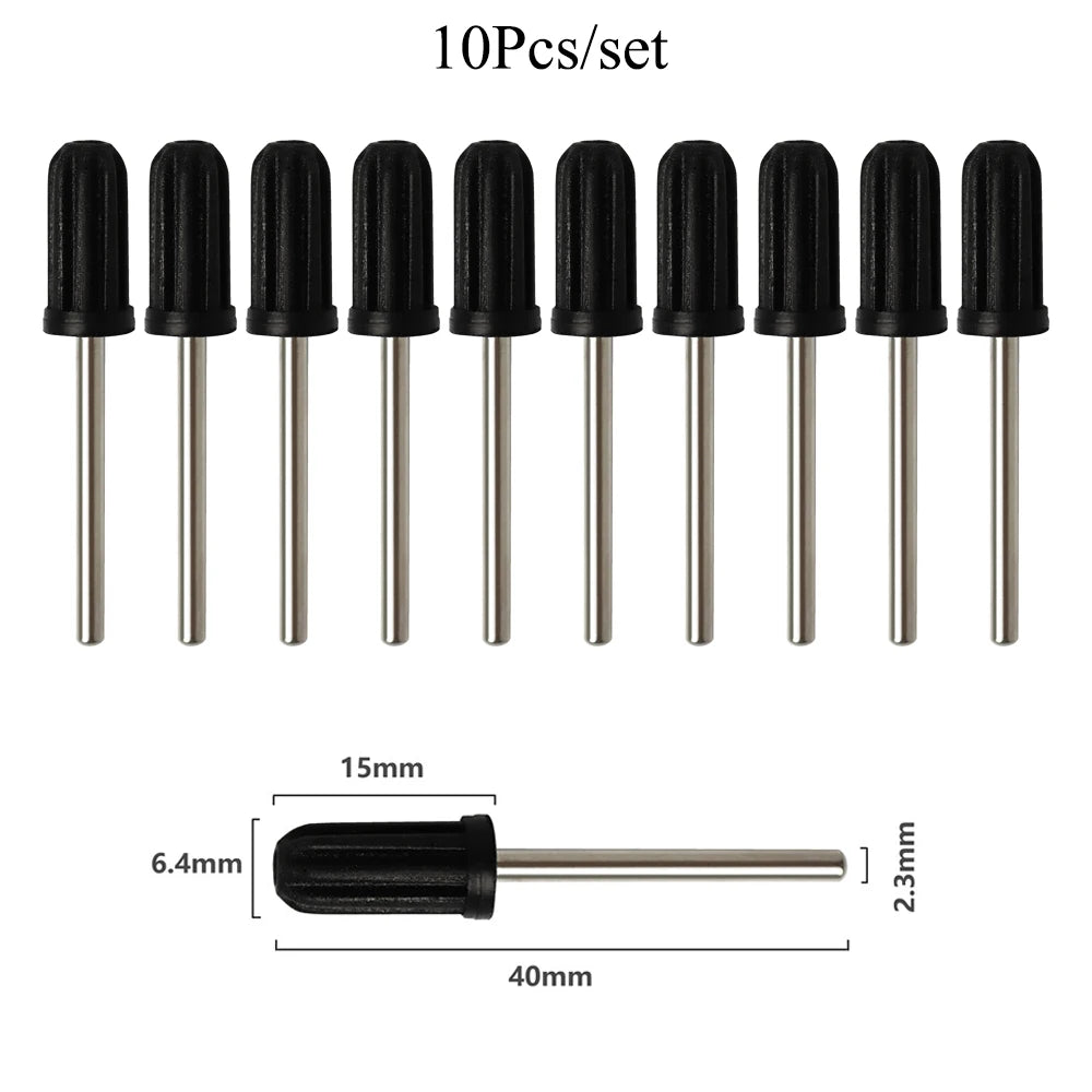 BNG 10Pcs Mandrel Nail Drill bits for Nail Sanding Bands Nail Drill Shaft 3/32'' Drill bits for Nails Mandrel bit Manicure Tools