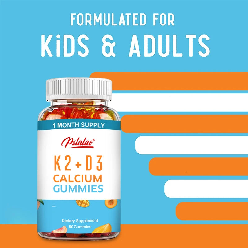 Vitamin K2 + D3 Gummies - Supports Bone and Heart Health and Promotes Calcium Absorption - 60 Gummies