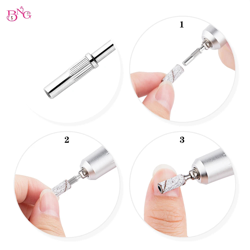 BNG 10Pcs Mandrel Nail Drill bits for Nail Sanding Bands Nail Drill Shaft 3/32'' Drill bits for Nails Mandrel bit Manicure Tools