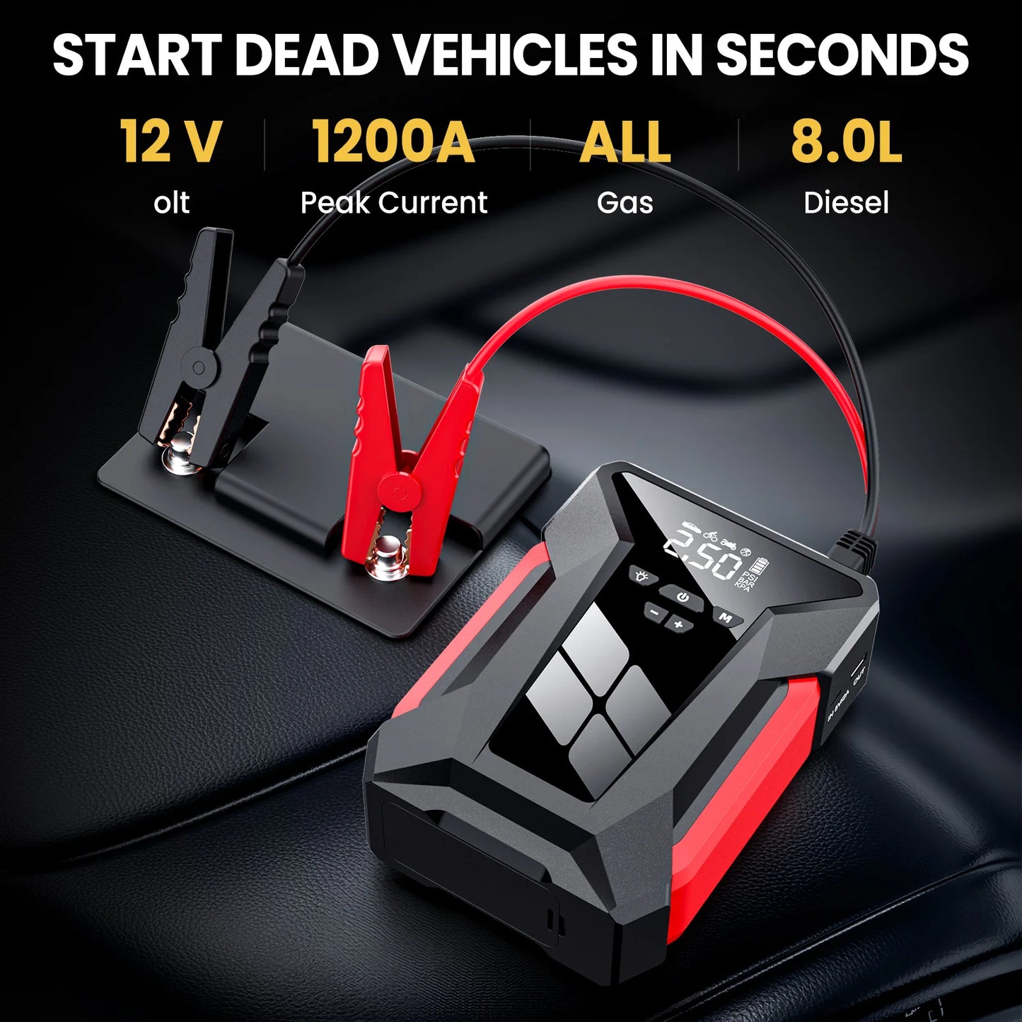 28000mAh Car Jump Starter Multifunctional Automotive Emergency Power 150PSI Tire Inflator Powerbank Air Pump With Bag