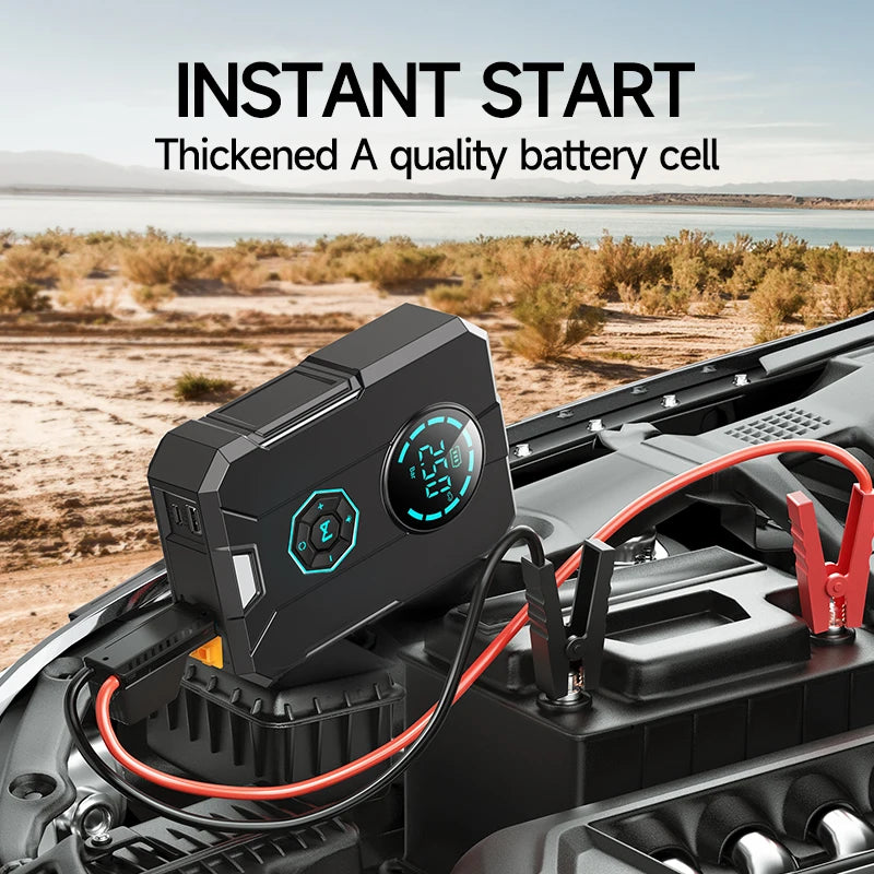 6 IN 1 Car Jump Starter Emergency Air Pump Portable Air Compressor Multi-function Tire Inflator Auto Portable Battery Starter