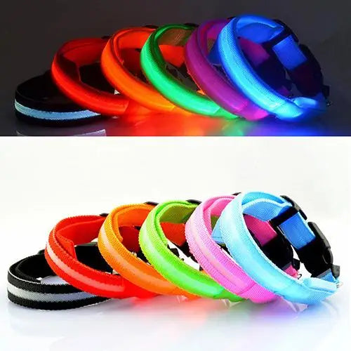 LED Light Puppy Dog Cats Collars  Night Safety Flashing  Luminous Adjustable Collar Harnesses Pet Dog Supplies