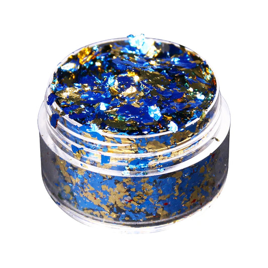 Imitation Gold Foil Flakes Blue Gold leaf Fragments Colorful Alloy Foil Flakes for Nail Decoration Painting Arts Craft Paper