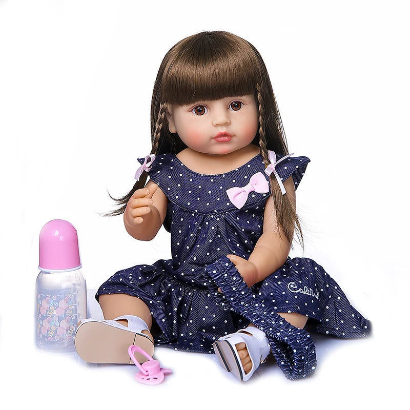 NPK 50CM Full Body Soft Silicone Popular Sweet Face Reborn Toddler Baby Girl Doll Birthday Christmas Gift High Quality Doll