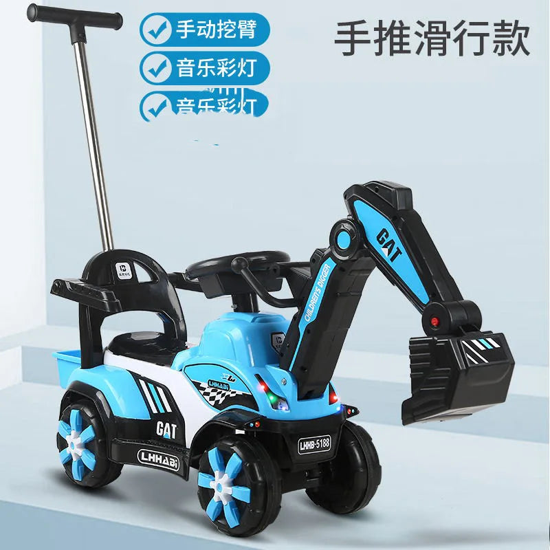 LazyChild 2023 Children Excavator Digging Can Sit To Ride Roller Coasters Large Music Baby Truck Excavator Toys 1 To 3 Y