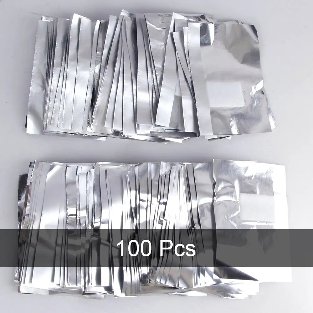 100pcs Aluminium Foil Nail Art Soak Off Acrylic Gel Polish Nail Removal Wraps Remover Manicure Nail Cleaning Makeup Tool