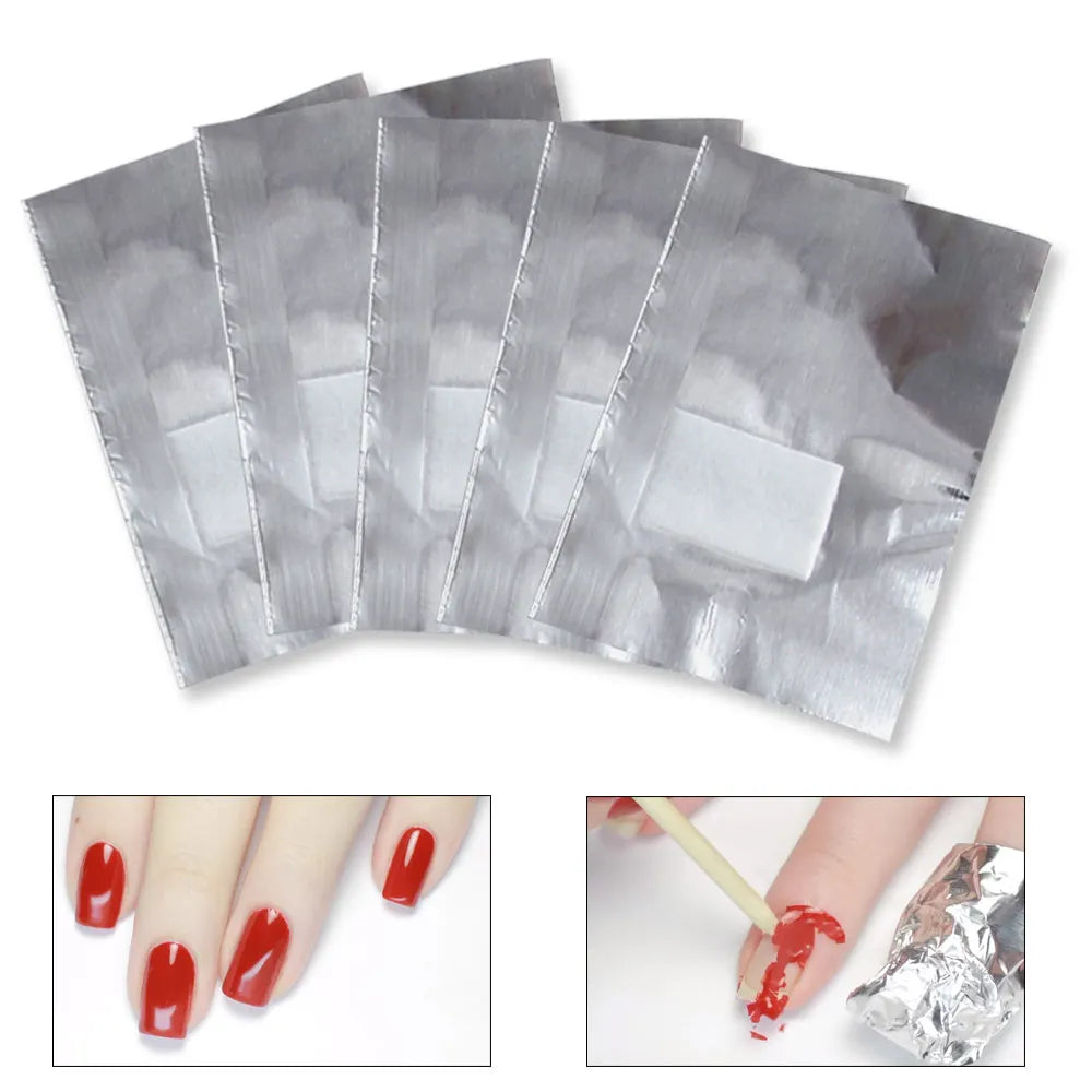 100pcs Aluminium Foil Nail Art Soak Off Acrylic Gel Polish Nail Removal Wraps Remover Manicure Nail Cleaning Makeup Tool