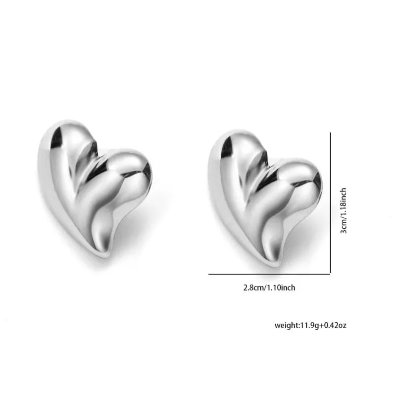 ANENJERY 316L Stainless Steel Geometric Hollow Zircon Simulated-pearl Bow Heart Butterfly Cat Earrings Women's Versatile Jewelry