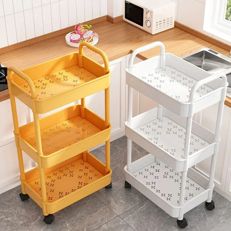 3/4 Tier Rolling Cart Storage Shelf Large Capacity Movable Gap Storage Rack Kitchen Bathroom Organizer Snack Cosmetic Holder