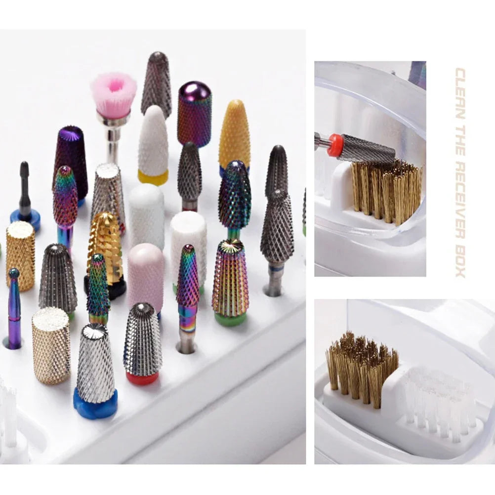 Hot 30/48 Holes Nail Art Drill Storage Box Polish Grinding Head Bit Holder Display Nail Drill Bits Organizer Nail Stand Manicure