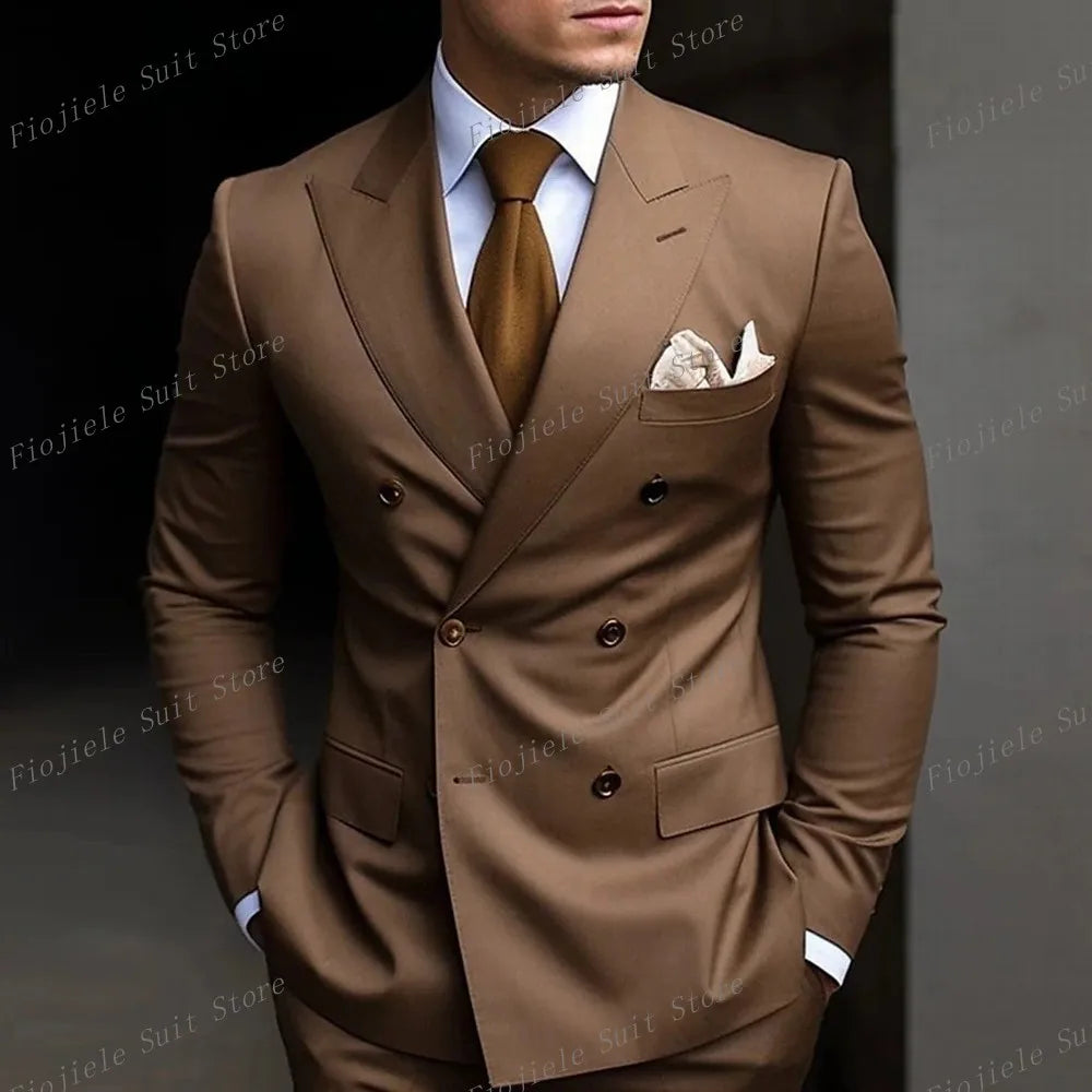 Army Green Men Business Formal Occasion Tuxedos Groom Groomsman Wedding Party Prom Male Suit  2 Piece Set Blazer Pants