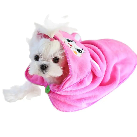 Cute Dog Cat Bath Hoodie Cloak Towel Pet Bathrobe Soft Fleece Indoor Pajamas Manta Mascotas Chihuahua Yorkshire Blanket Products