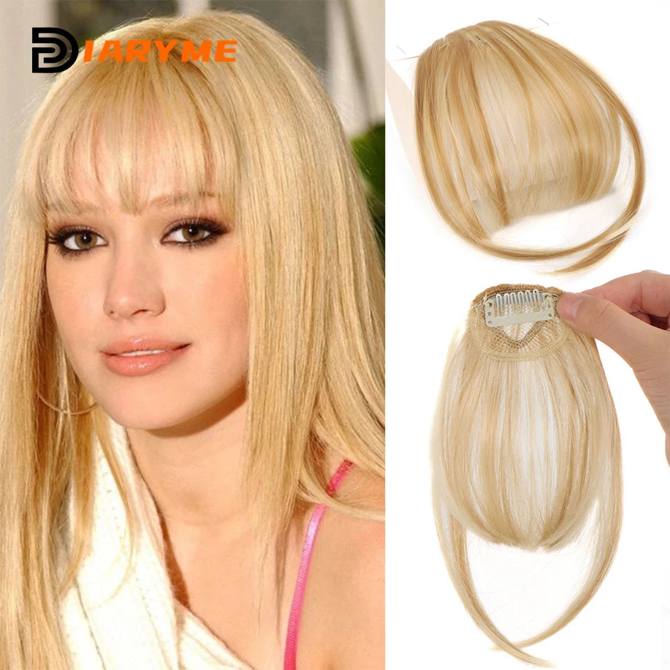 Straight Clip In Fringe bangs Synthetic Fiber Light Brown Black Air bangs Hair Extension Natural Hair Bangs For Women False Bang