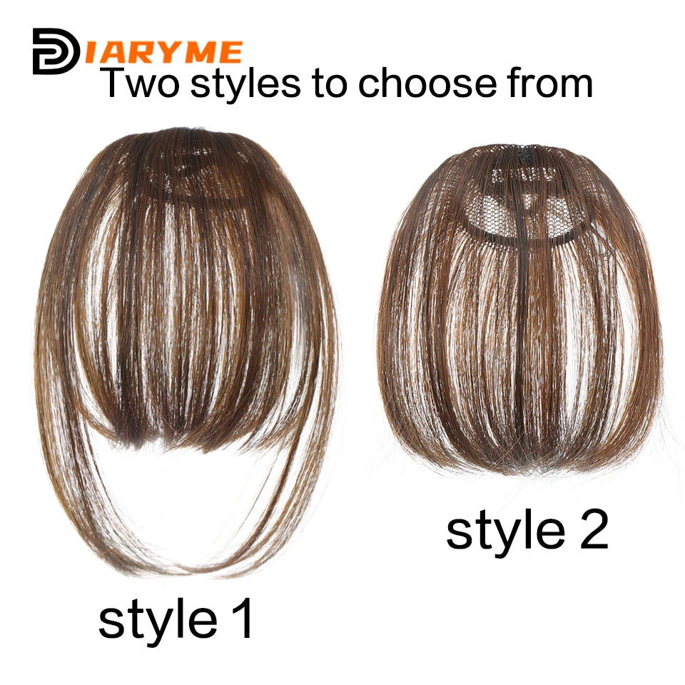 Straight Clip In Fringe bangs Synthetic Fiber Light Brown Black Air bangs Hair Extension Natural Hair Bangs For Women False Bang