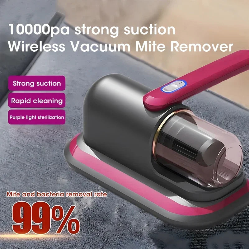 Handheld Mattress Mite Remover 10kPa Cordless Vacuum Cleaner for Home Clothes Sofa Bed Pillows Clean Dust for Home Bedroom