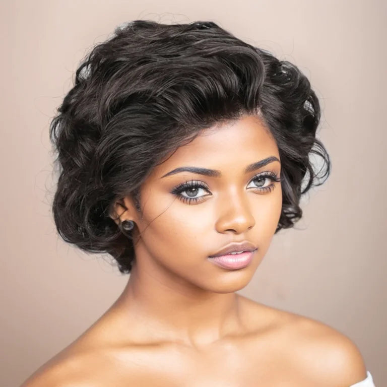 Pixie Cut Wig Human Hair Straight13X4 HD Lace Front Wigs Wear and Go Glueless Wigs Human Hair Short Curly Natural Wigs for Woman