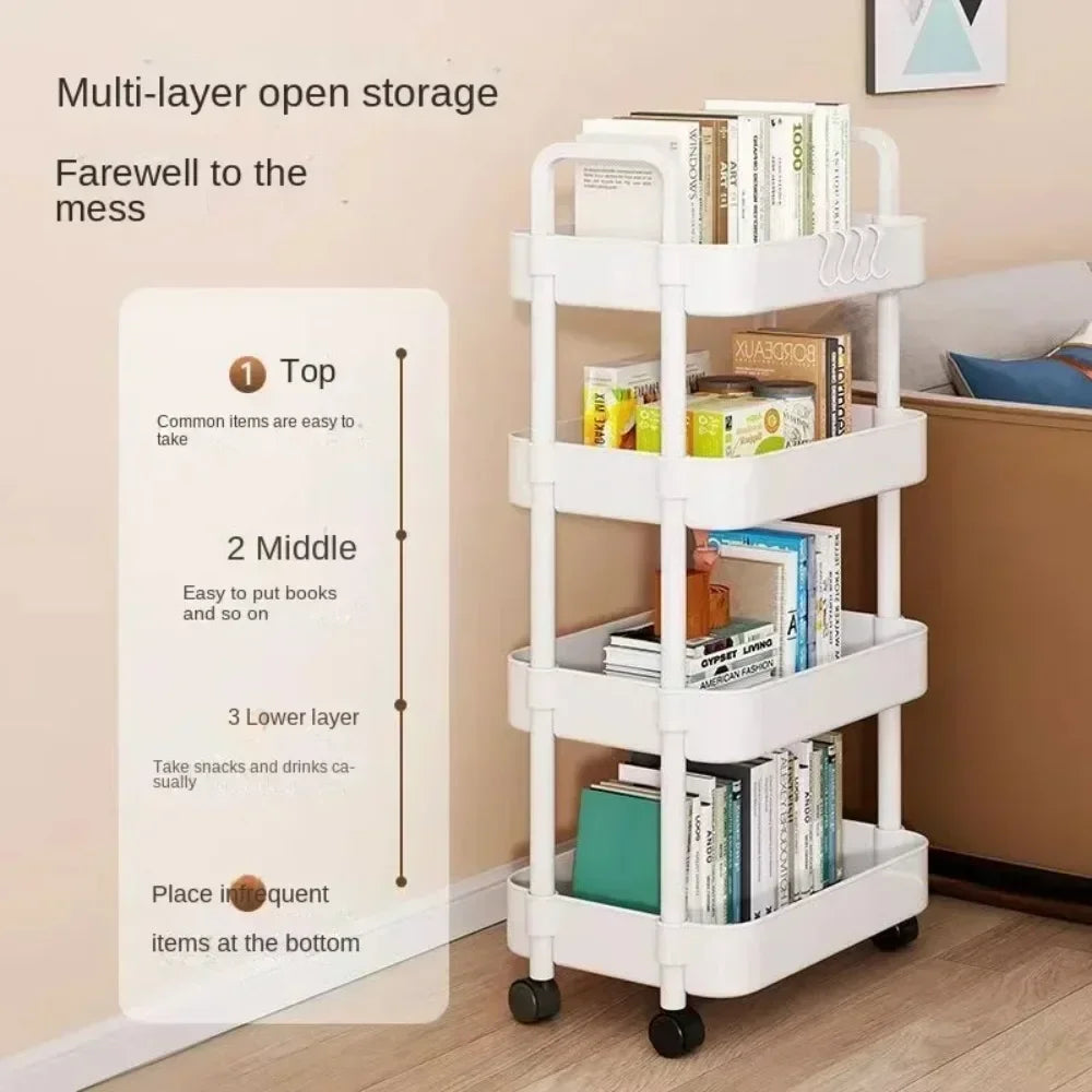 Multi-functional storage shelf, kitchen, floor, bedroom, baby snack shelf, mobile bathroom shelf, bathroom storage shelf, office