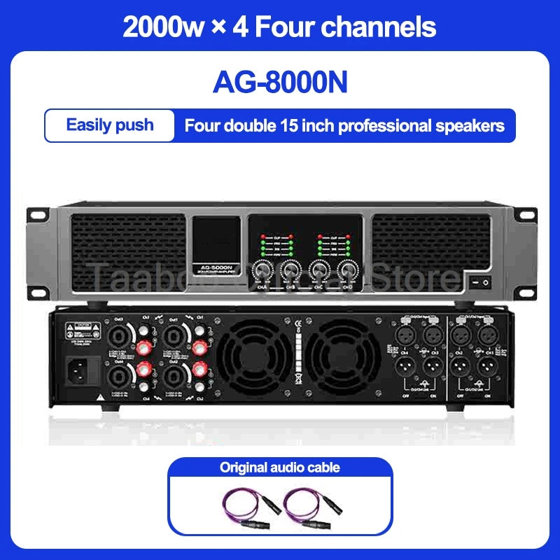 4*2000W Professional Digital Amplifier DSP Super Bass High-Power Rear Stage 4 Channel Audio Amplificador for KTV Sound Equipment