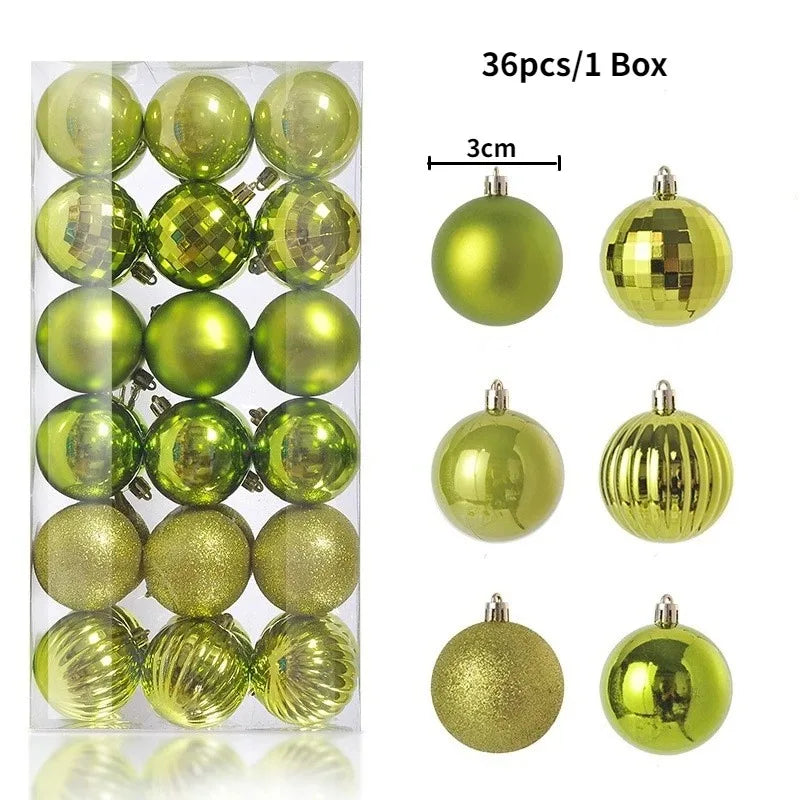 24/36Pcs Christmas Ball Christmas Tree Decoration Ornaments for Home Room Decor New Year Navidad Pendant Ball DIY Accessories