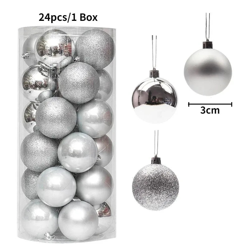 24/36Pcs Christmas Ball Christmas Tree Decoration Ornaments for Home Room Decor New Year Navidad Pendant Ball DIY Accessories