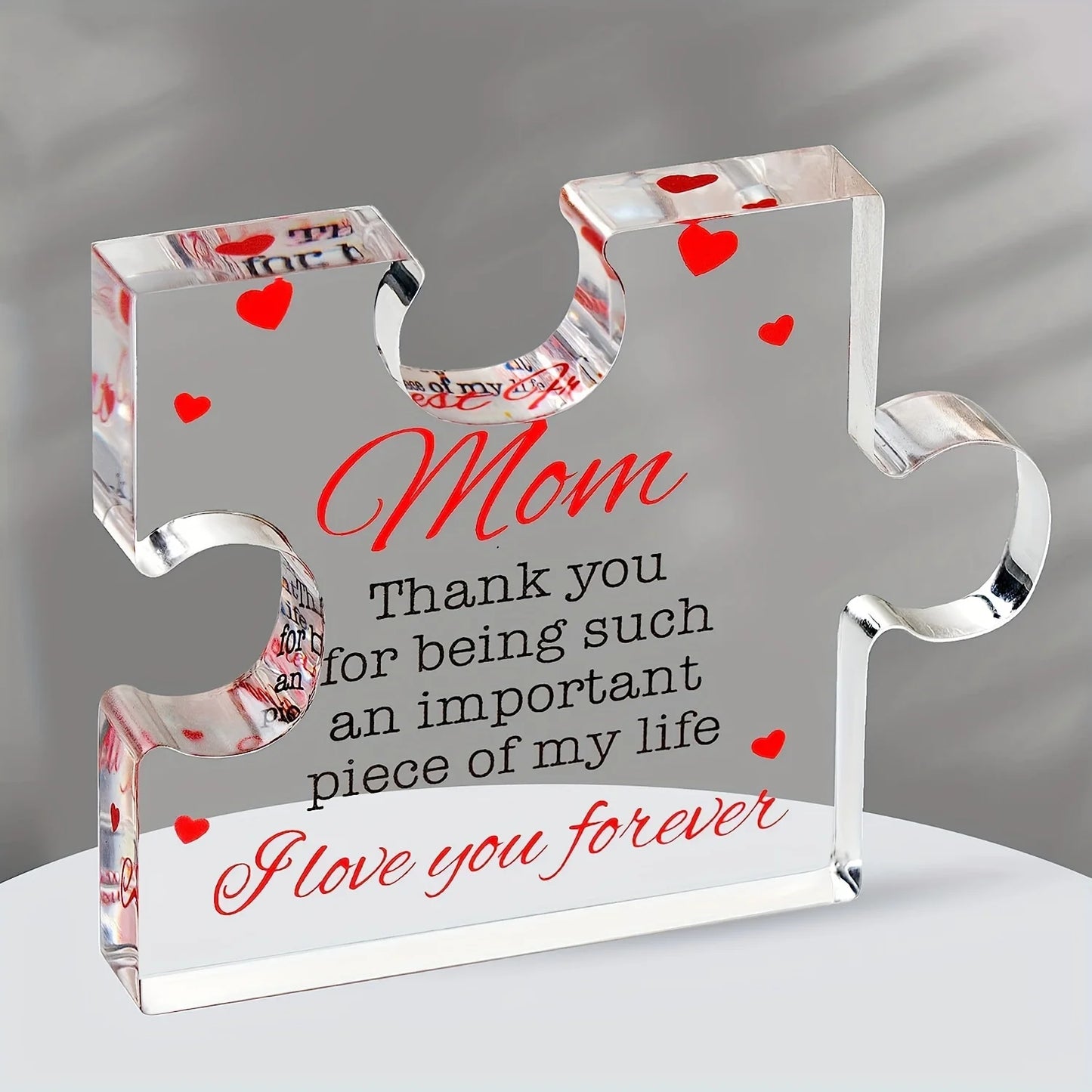 1pc,Birthday Gifts for Mom - Engraved Acrylic Block Puzzle Mom Present, Christmas Present, Commemorative Decorative Gif