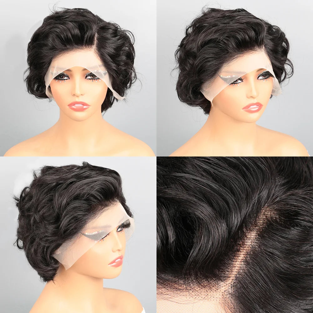 Pixie Cut Wig Human Hair Straight13X4 HD Lace Front Wigs Wear and Go Glueless Wigs Human Hair Short Curly Natural Wigs for Woman