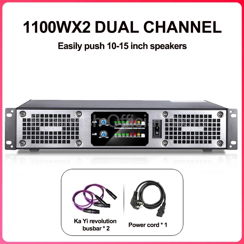 HiFi Digital Amplifier Max Power 1100Wx2 Channel 2.0 Home Stereo Sound Amp 2000Wx4 for KTV Stage Performance Sound System Kit