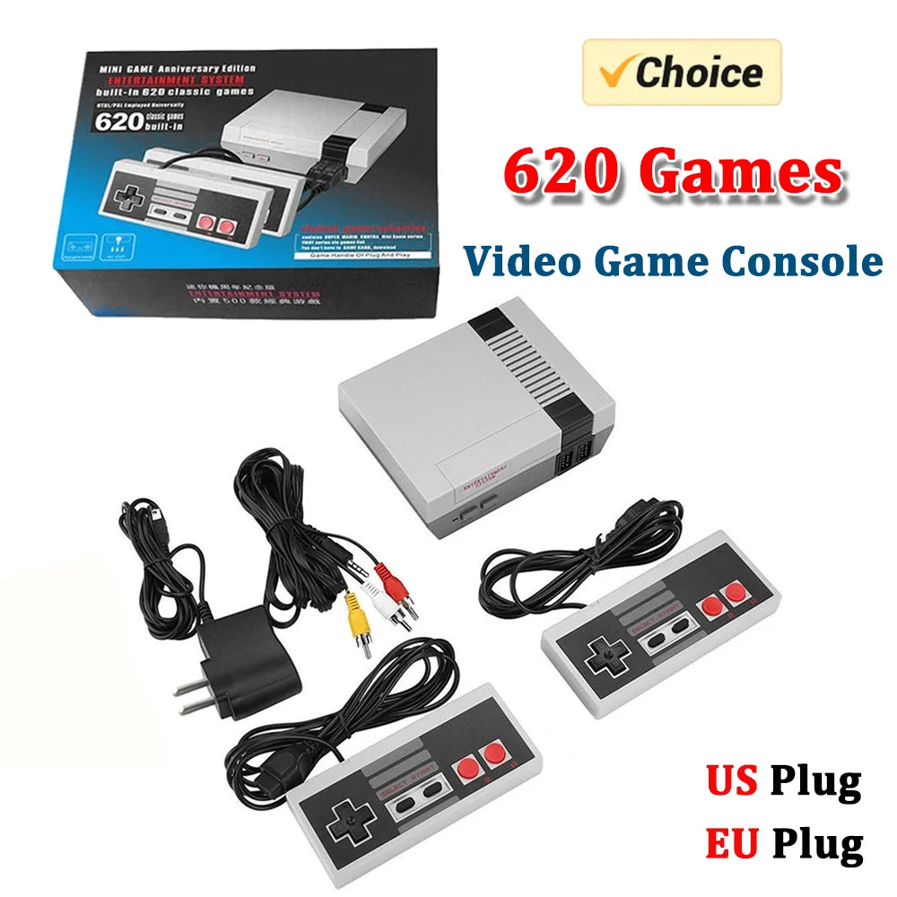 Mini TV Handheld Family Recreation Video Game Console AV Output Retro Built-in 620 Classic Games Dual Gamepad Gaming Player