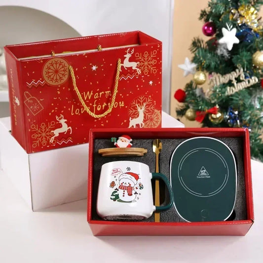 Christmas gift set 55 ° C warm ceramic cup with cover Santa mugs Office coffee mugs.               eind:Dec16,08.59 MET