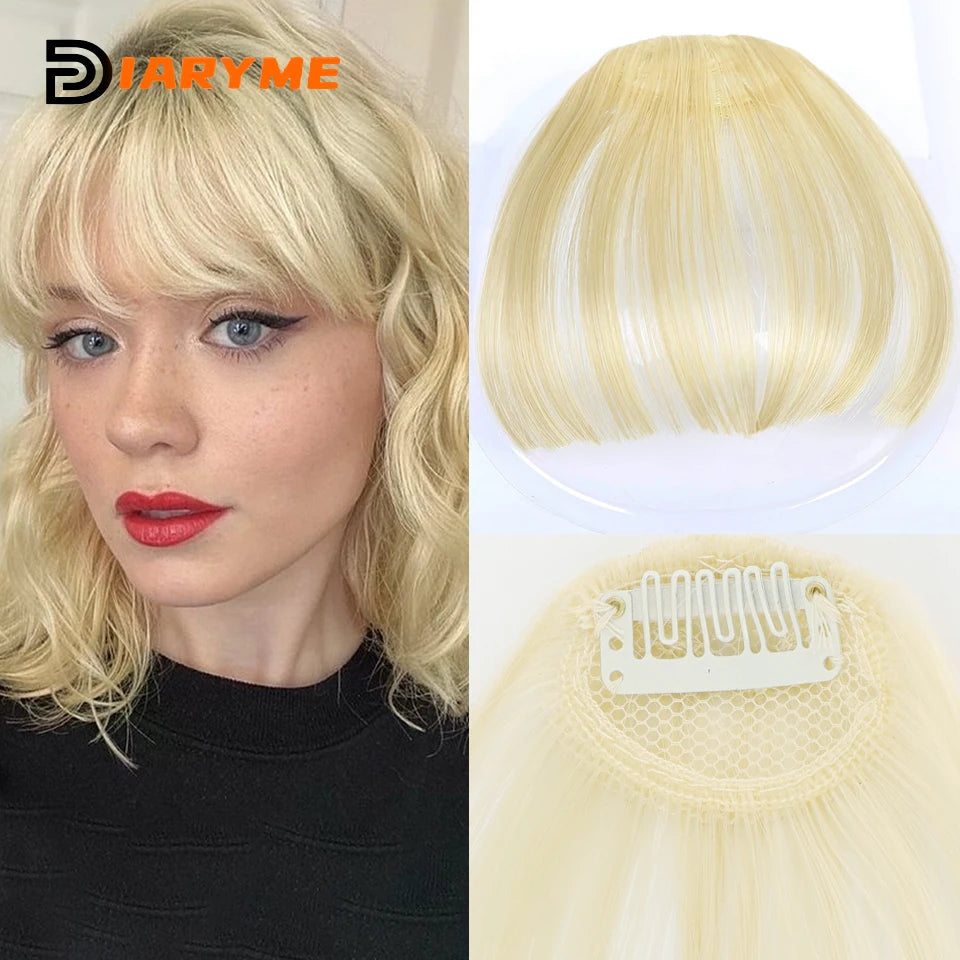 Straight Clip In Fringe bangs Synthetic Fiber Light Brown Black Air bangs Hair Extension Natural Hair Bangs For Women False Bang