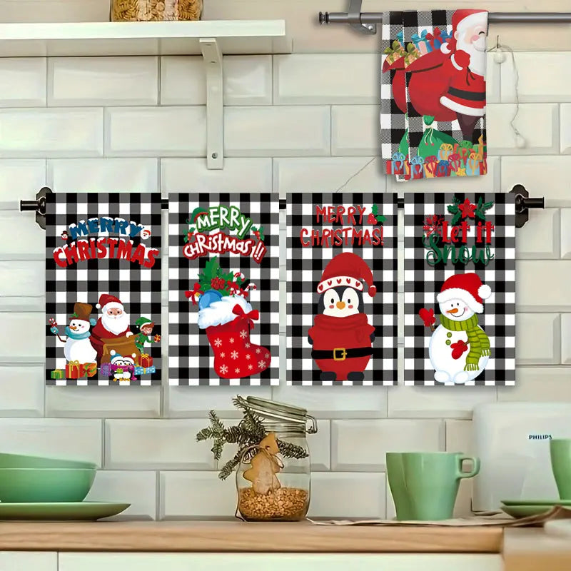 5 packs of soft and comfortable Christmas towels, cartoon Christmas patterns with good water absorption, Christmas decorations,