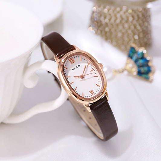 Luxury Brand Woman Watch High Quality Fashion Oval Ladies Fashion Quartz watches Leather Waterproof Watch for Women Relogio