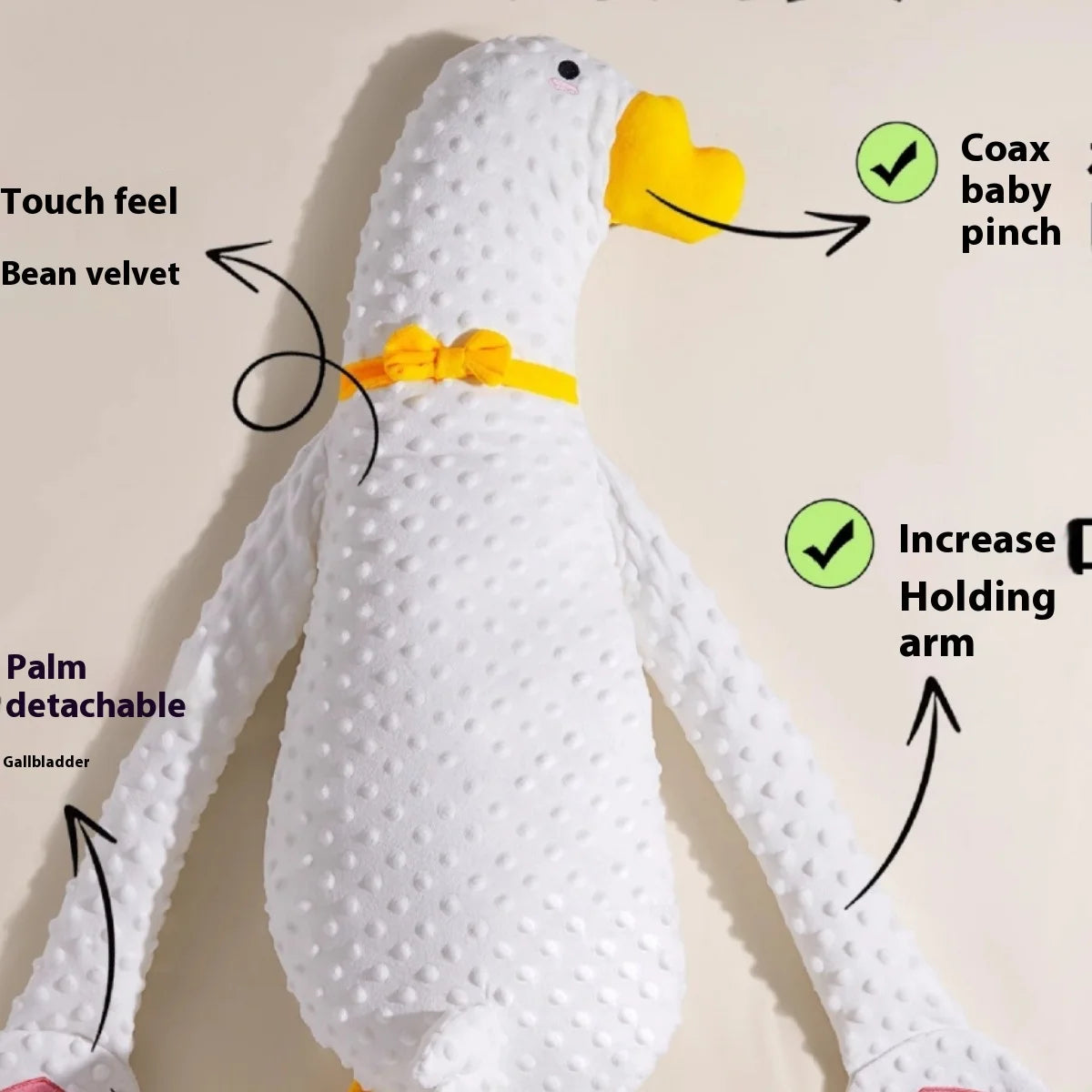 Big White Goose Baby Exhaust Pillow Soothes Baby, Beats and Soothes Her Palm, Baby Sleeps On Her Own