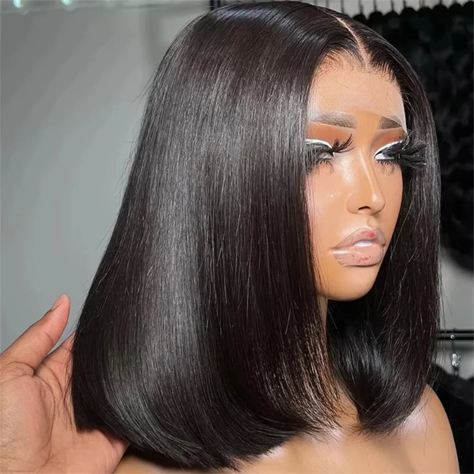 Wear And Go Bob Wigs For Women 100% Remy Human Hair Straight Glueless Wig Ready To Go Human Hair Wigs Pre Cut Lace Air Wig Sale