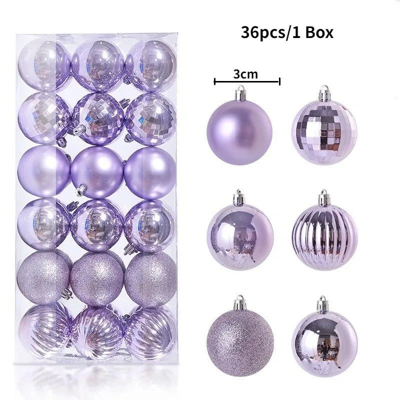 24/36Pcs Christmas Ball Christmas Tree Decoration Ornaments for Home Room Decor New Year Navidad Pendant Ball DIY Accessories