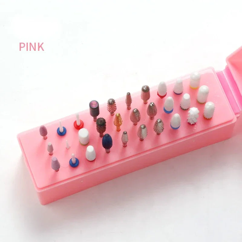 Hot 30/48 Holes Nail Art Drill Storage Box Polish Grinding Head Bit Holder Display Nail Drill Bits Organizer Nail Stand Manicure