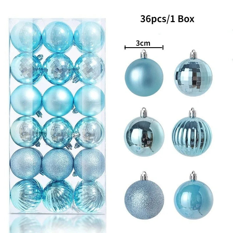 24/36Pcs Christmas Ball Christmas Tree Decoration Ornaments for Home Room Decor New Year Navidad Pendant Ball DIY Accessories