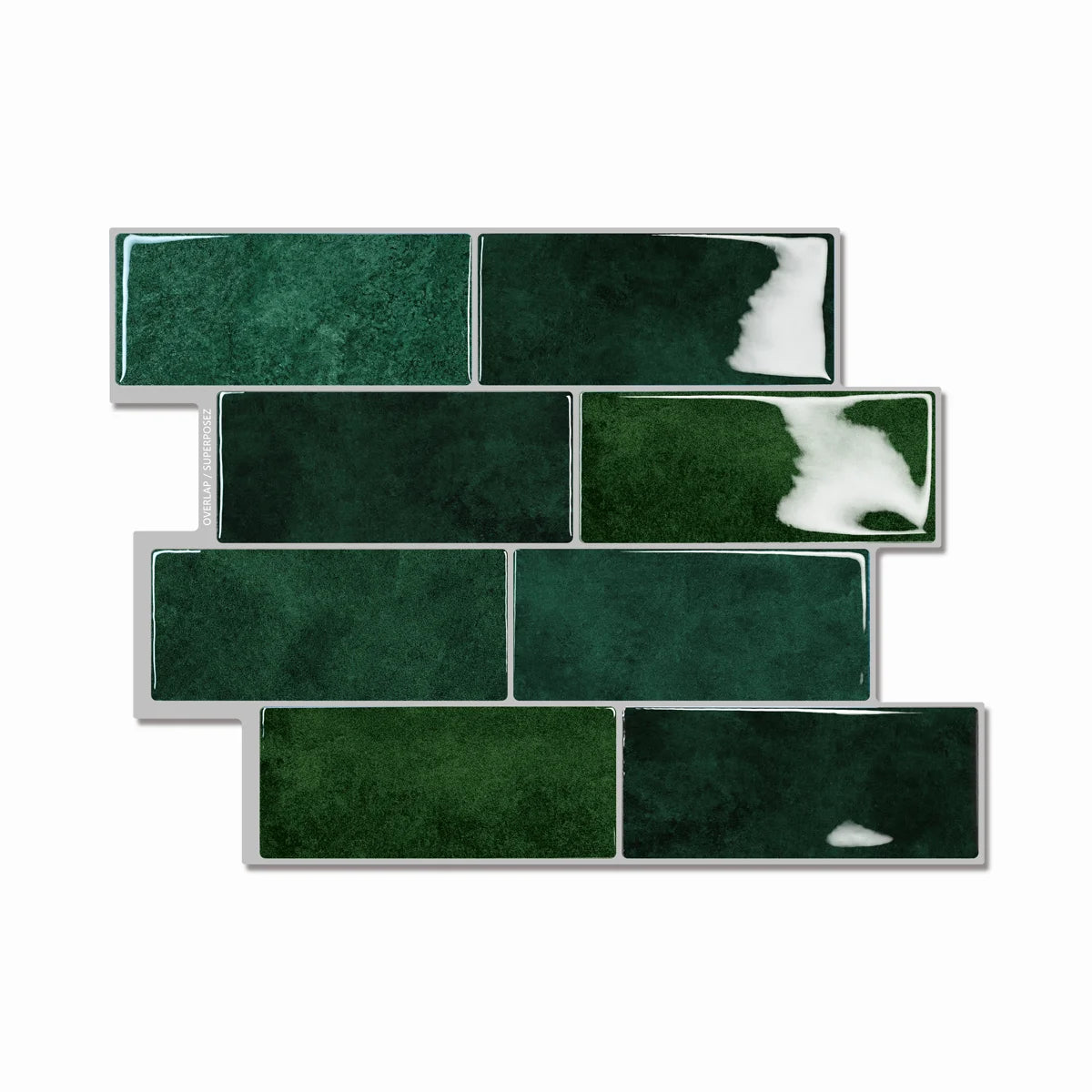 10pcs Green Brick Pattern Tile Self-Adhesive Wall Stickers, Waterproof Heat-resistant, Peel And Stick Panels For Living Room K