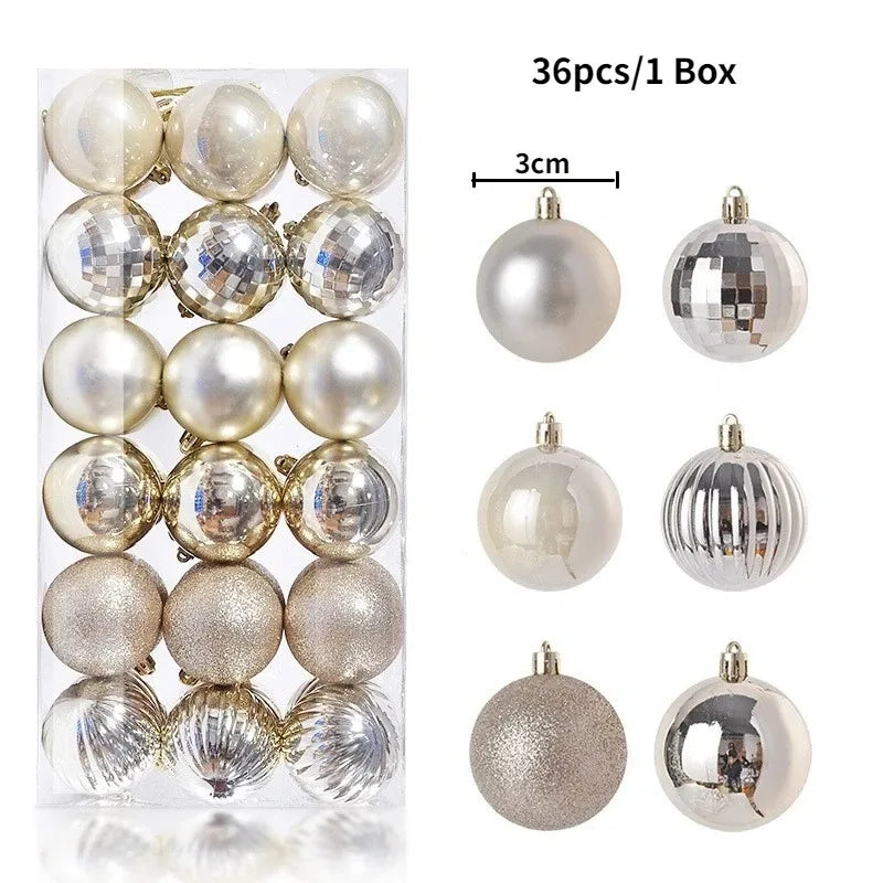 24/36Pcs Christmas Ball Christmas Tree Decoration Ornaments for Home Room Decor New Year Navidad Pendant Ball DIY Accessories