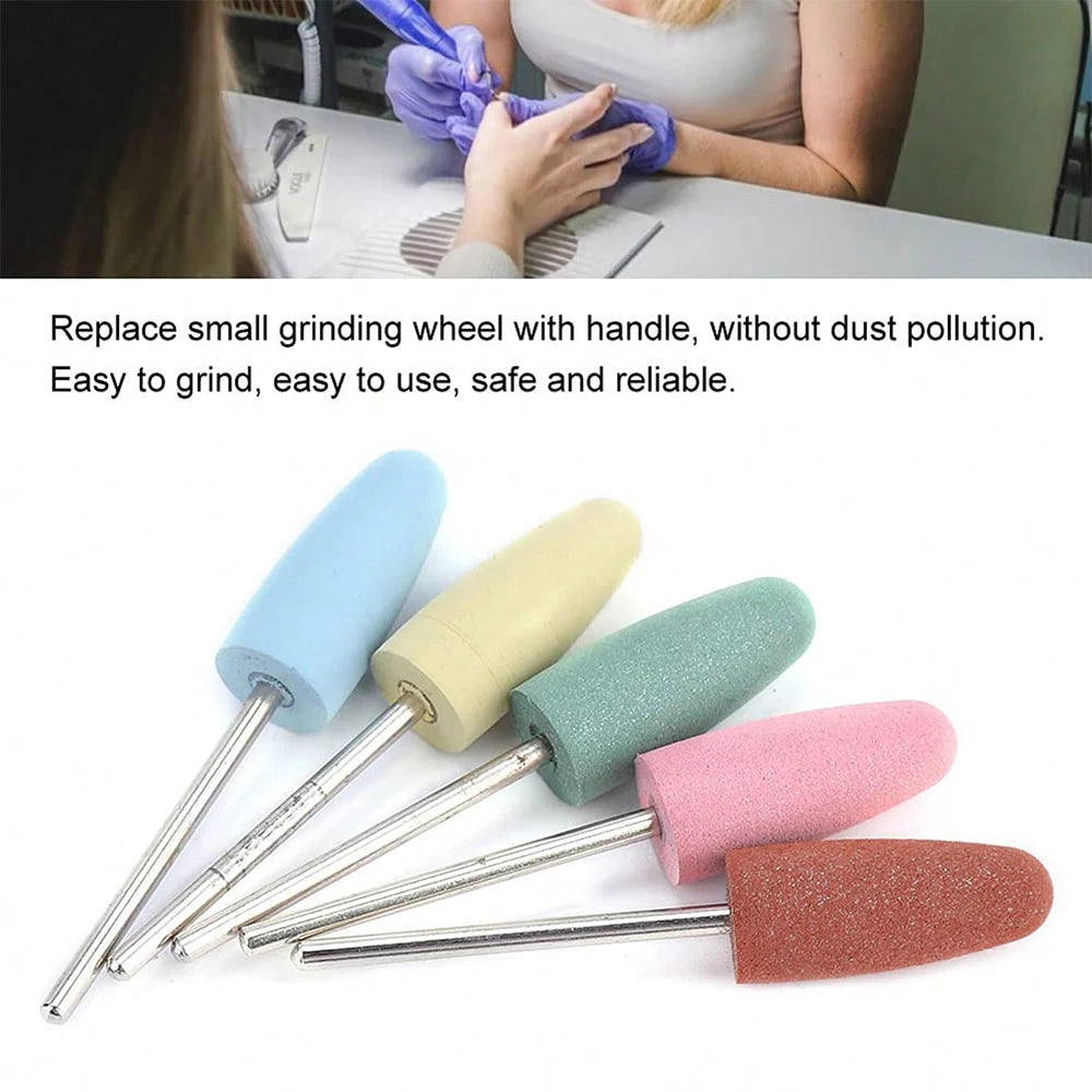 5pcs Rubber Nail Drill Bit Manicure Drills Electric Rotary Milling Cutter Polishing Tools Cuticle Clean File For Salon Manicure