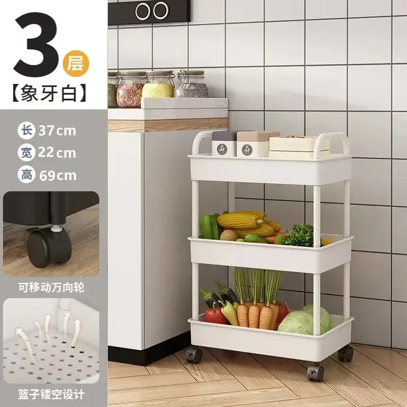 Multi-functional storage shelf, kitchen, floor, bedroom, baby snack shelf, mobile bathroom shelf, bathroom storage shelf, office