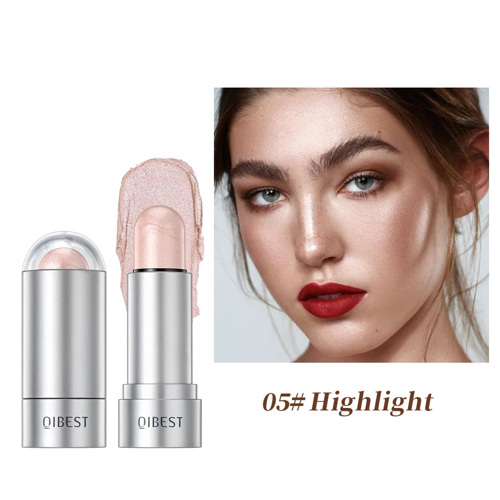 QIBEST Highlighting&Bronzer Stick Face Brightening Blusher Rouge Concealer Pen Long Lasting Highlight Contouring Blush Makeup