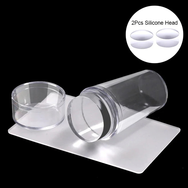 Transparent Nail Stamper With Scraper 2pcs Jelly Silicone Stamp For French Nails Manicuring Kits Nail Art Stamping Tool Set