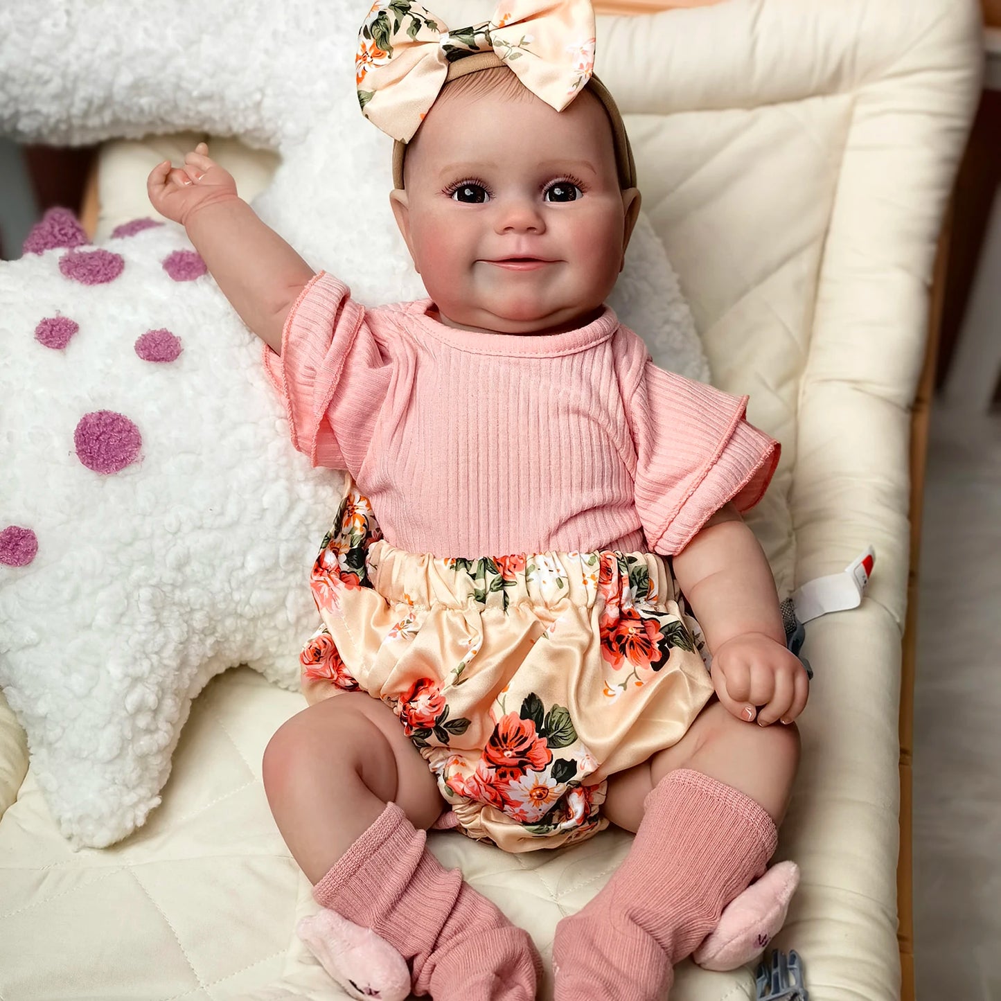 18 inch/48 cm Smiling Reborn Baby Dolls Full Body Silicone Vinyl Girls Newborn Doll Cute Toddler DIY Toy Birthday XMAS Gift