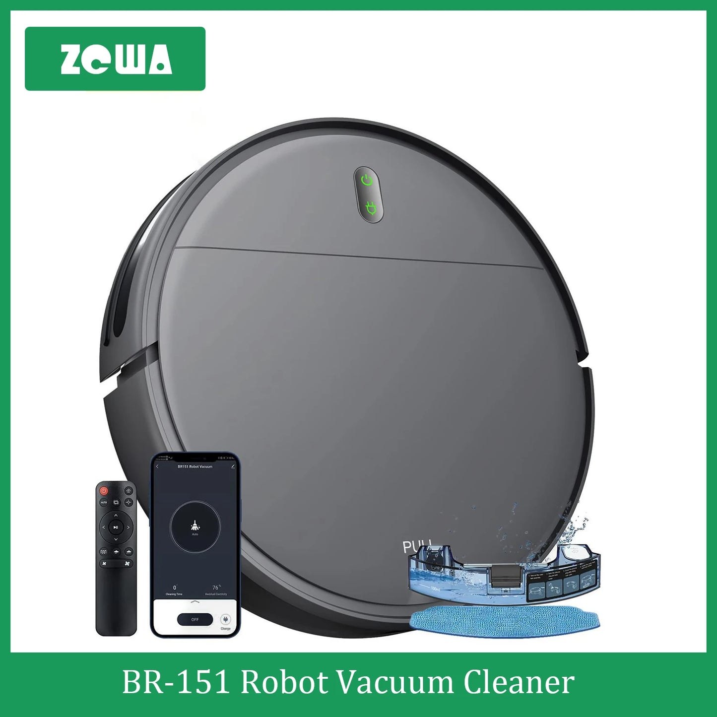 ZCWA BR151 Robot Vacuum Cleaner Auto Charging 6000Pa Power App Control Water Tank Wet  Robot Vacuum Cleaner Electric Sweeper