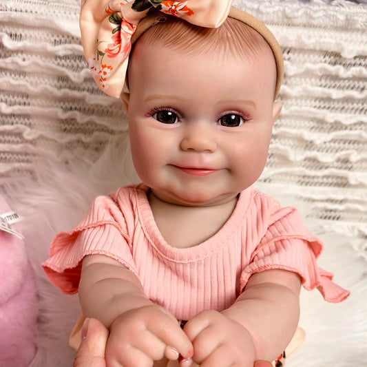 18 inch/48 cm Smiling Reborn Baby Dolls Full Body Silicone Vinyl Girls Newborn Doll Cute Toddler DIY Toy Birthday XMAS Gift