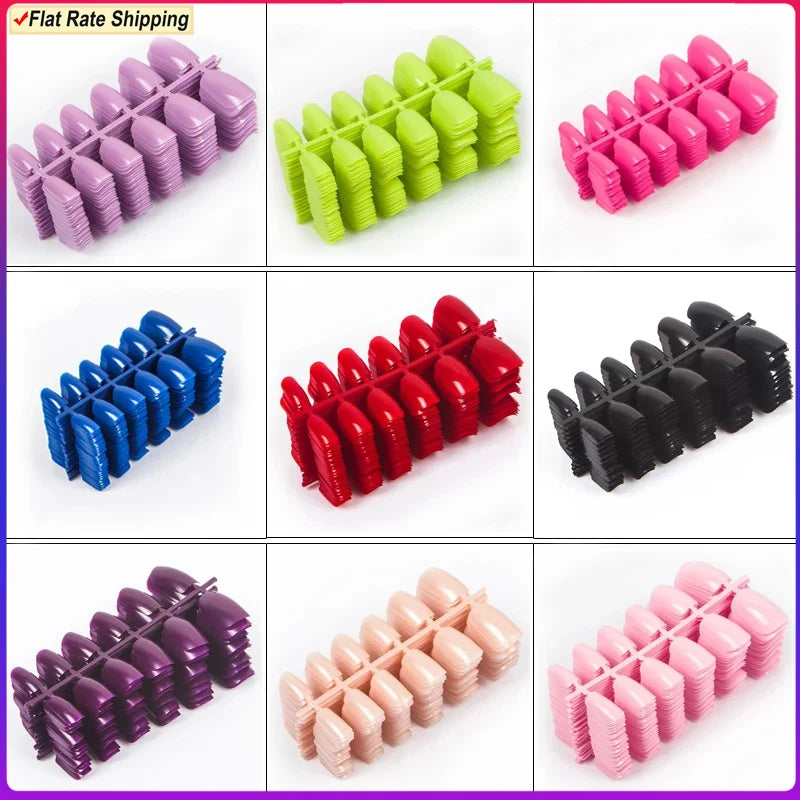 600pcs/pack Full Cover Acrylic Nail Tips Square Shape False Nail Tips 10 Sizes Short Faux Ongles Fake Nails For Nail Art Designs