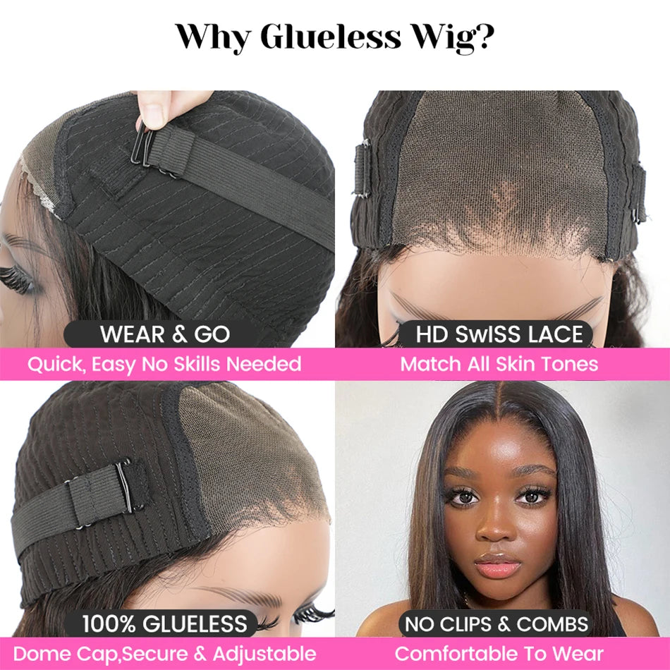 Wear And Go Bob Wigs For Women 100% Remy Human Hair Straight Glueless Wig Ready To Go Human Hair Wigs Pre Cut Lace Air Wig Sale