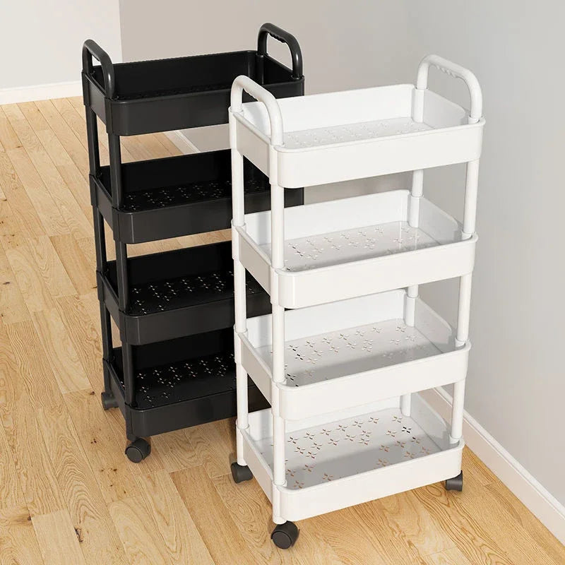 3/4 Tier Rolling Cart Storage Shelf Large Capacity Movable Gap Storage Rack Kitchen Bathroom Organizer Snack Cosmetic Holder